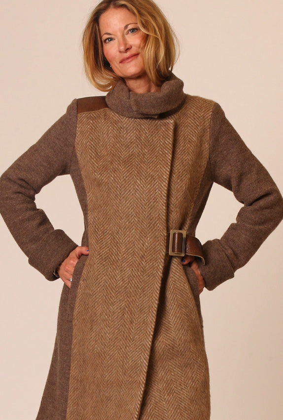 COWL NECK COAT · honey alpaca