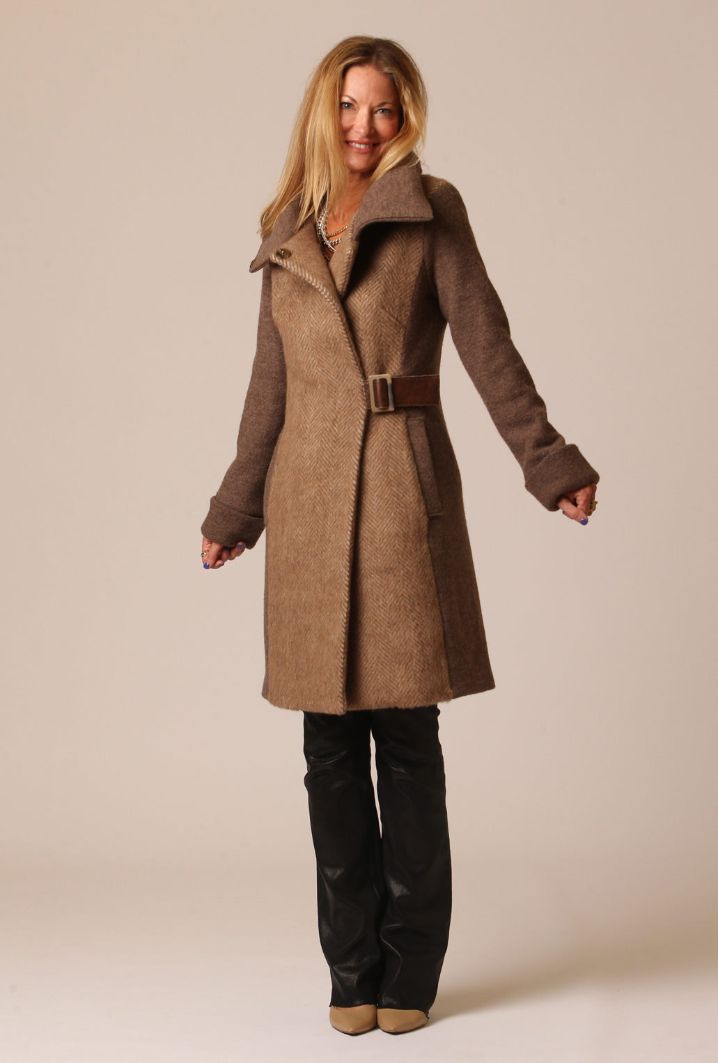 COWL NECK COAT · honey alpaca