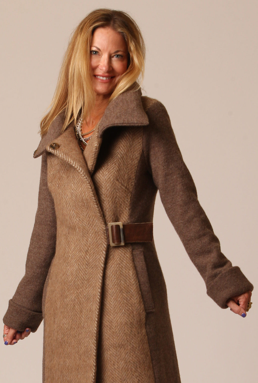 COWL NECK COAT · honey alpaca
