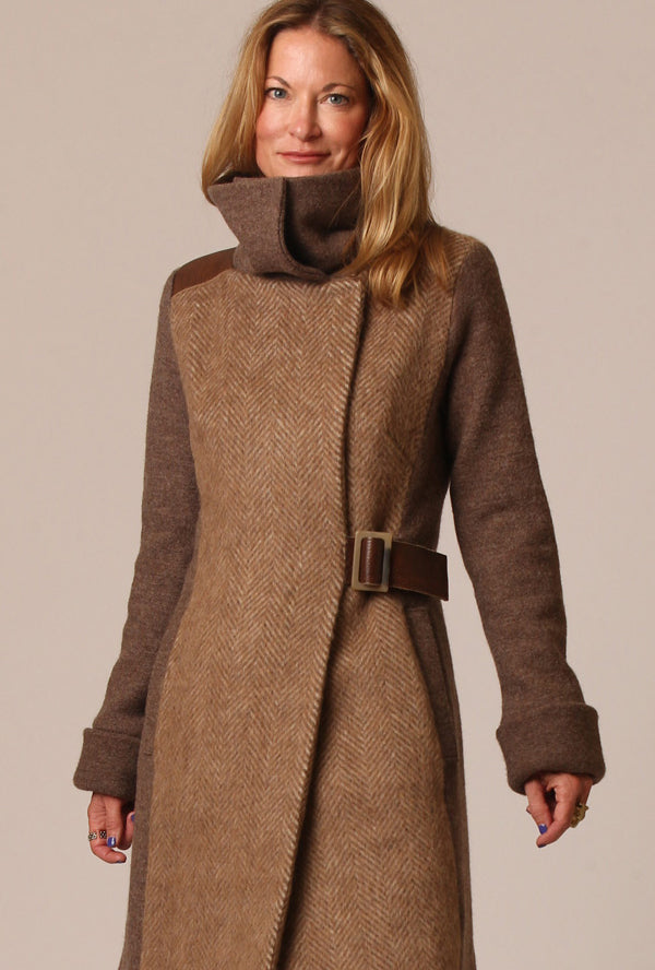 COWL NECK COAT · honey alpaca