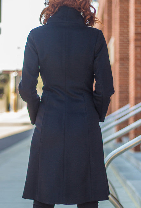 back black cashmere wool coat