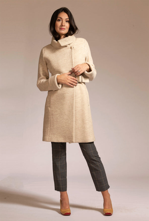 winter white merino boiled wool coat by denovostyle