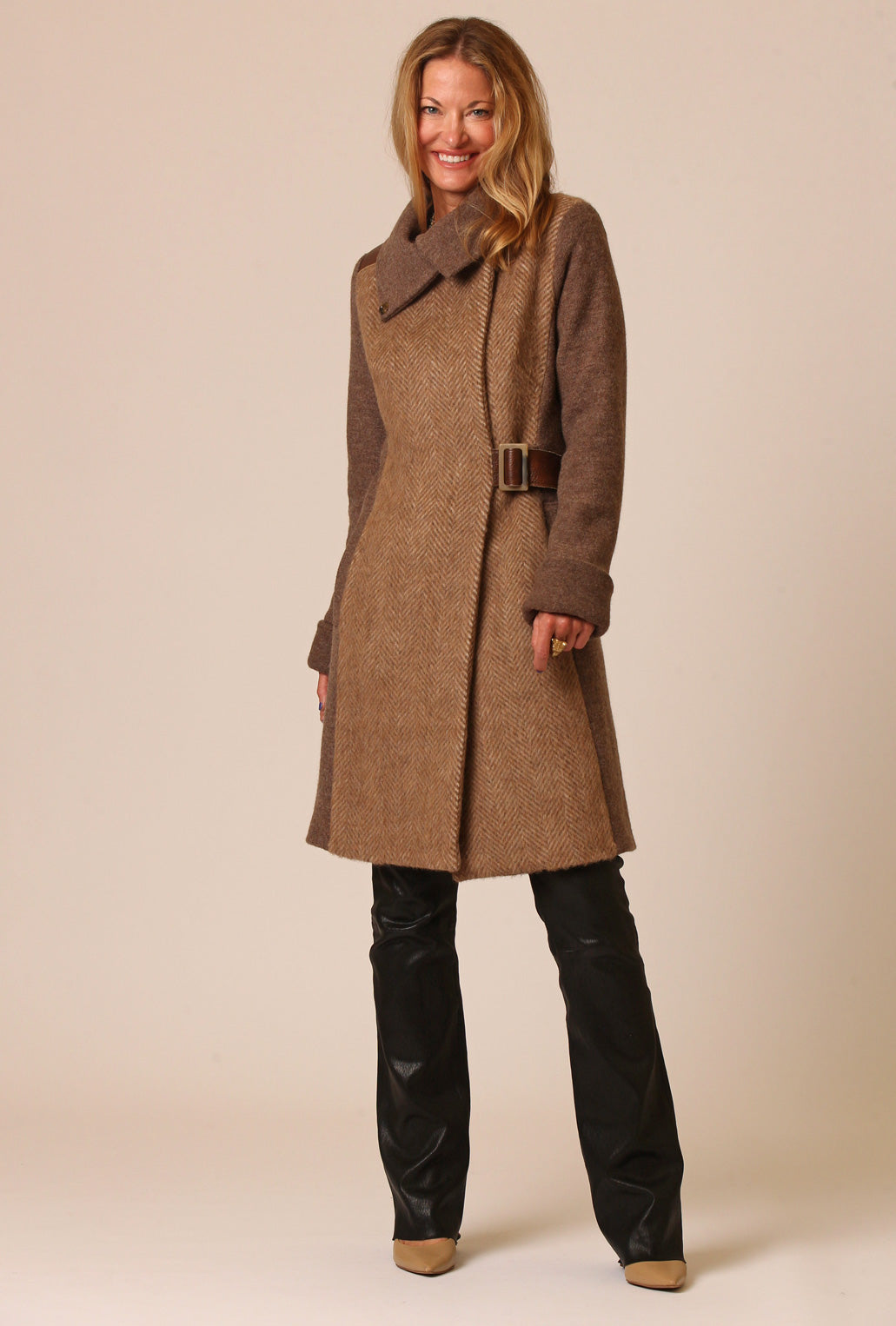COWL NECK COAT · honey alpaca