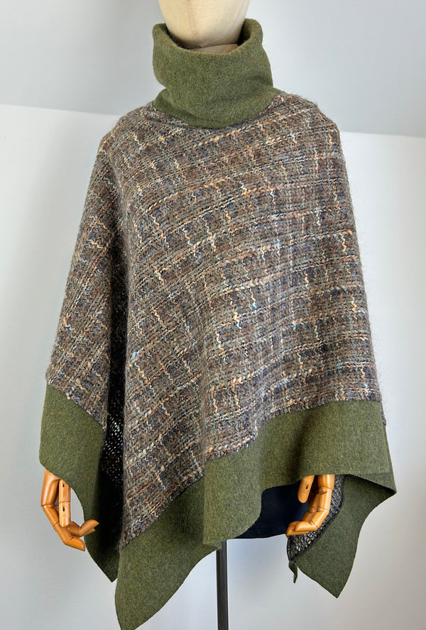 Multi color poncho - merino wool