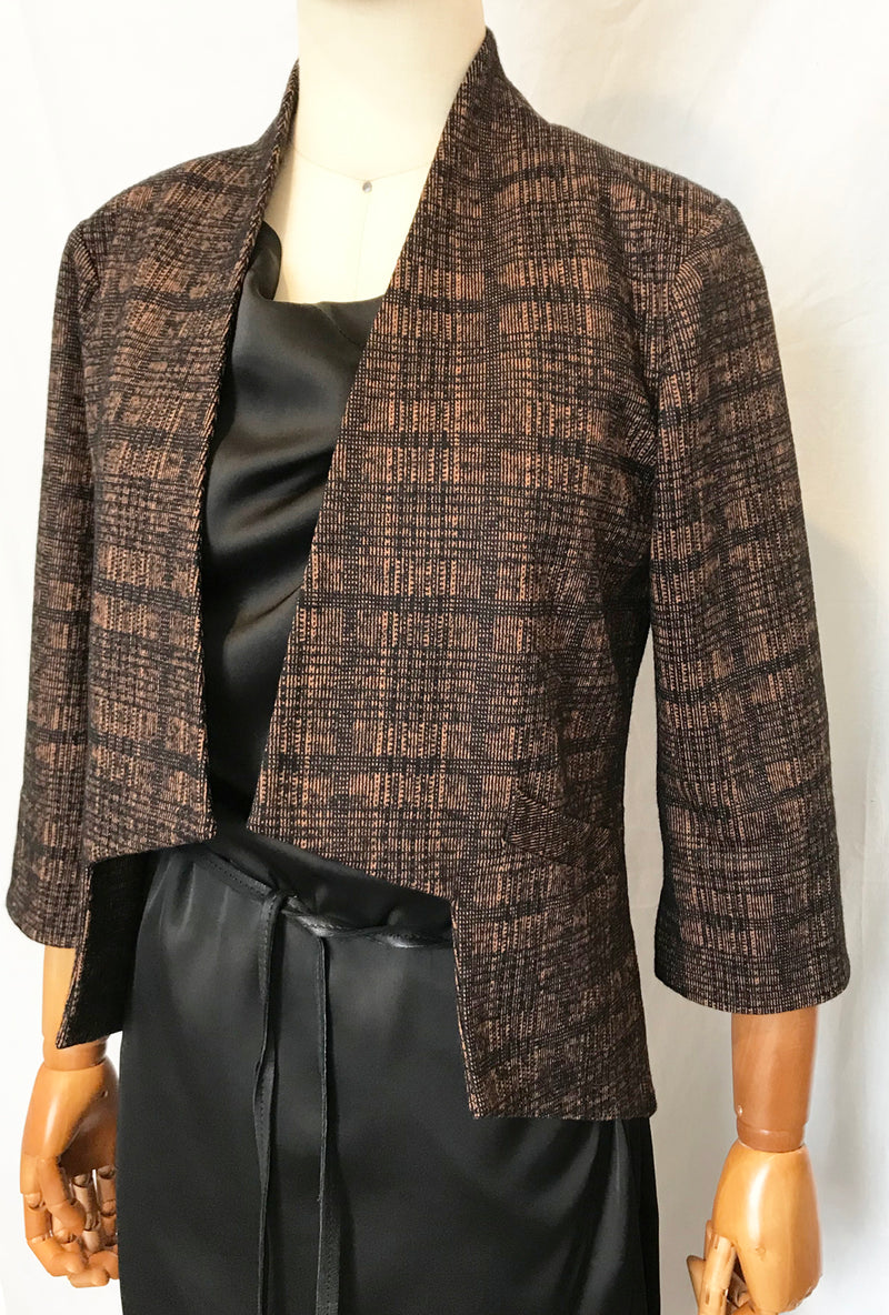 Short Angle Jacket in rust and black plaid by DeNovoCoats