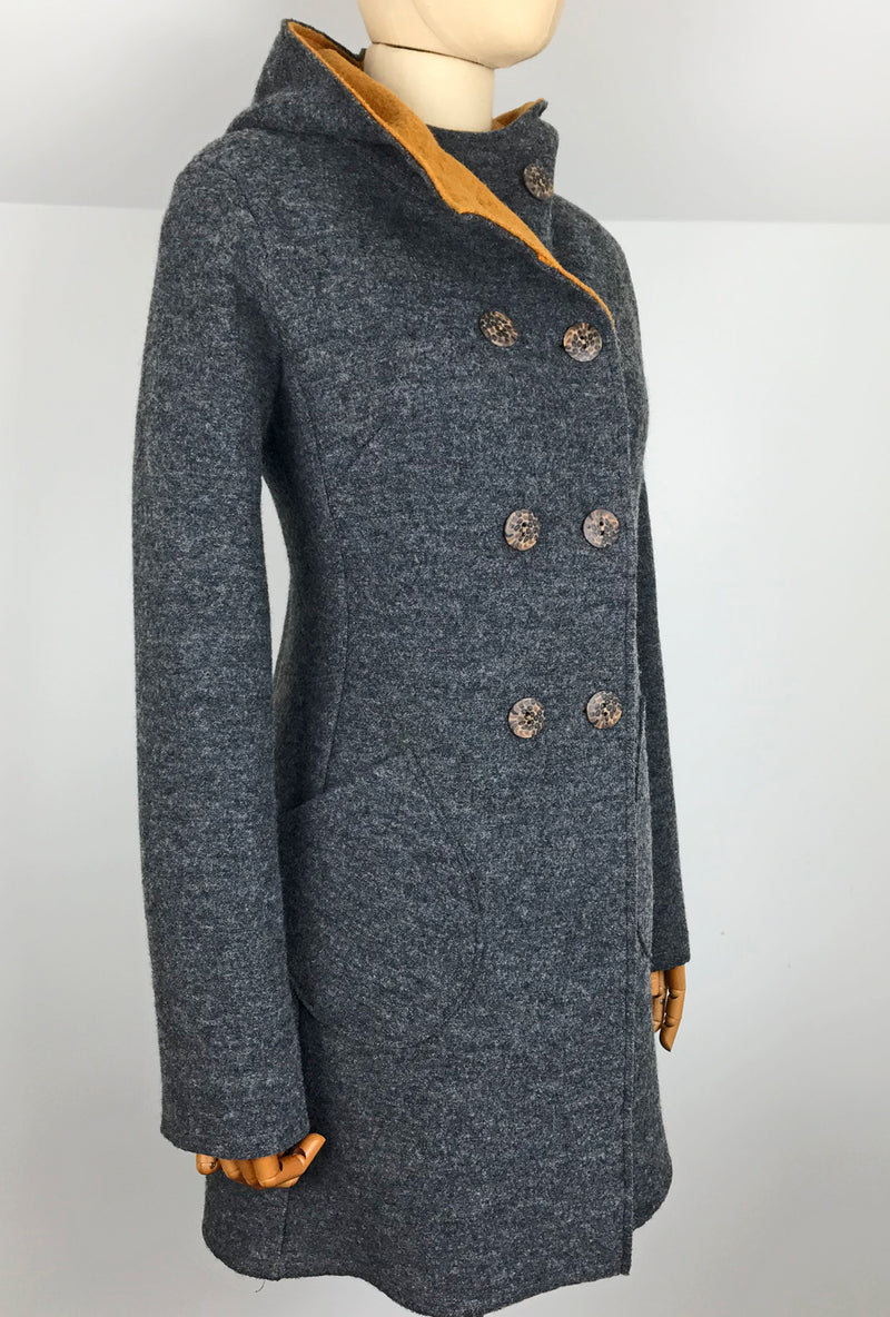 women's merino boiled wool hooded coat
