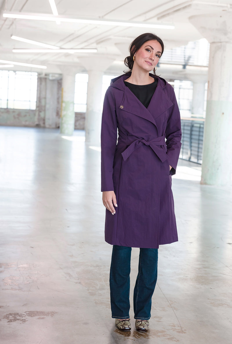 HOODED COACH RAINCOAT Iris Japanese Nylon