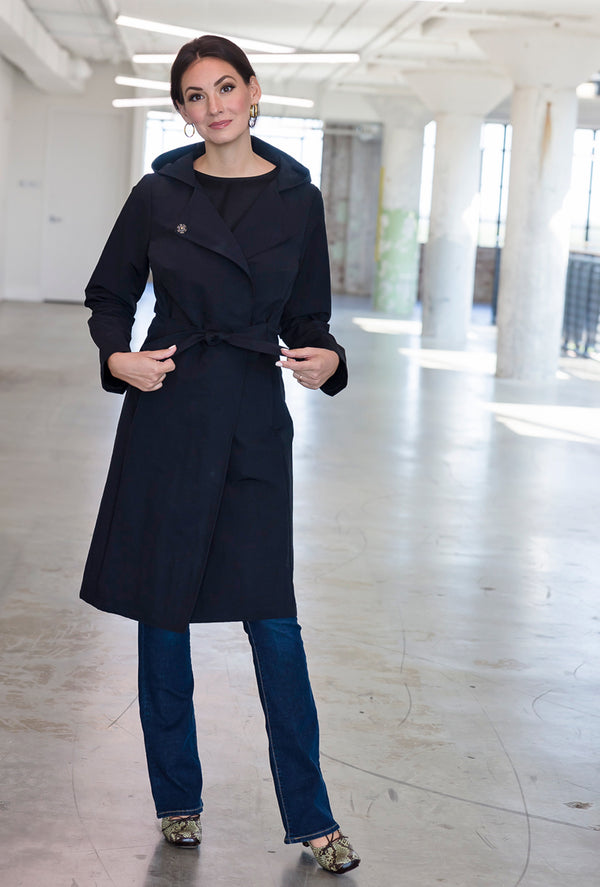 HOODED COACH RAINCOAT Noir Japanese Nylon
