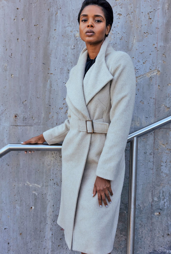 COACH COAT Moon Dust brushed wool