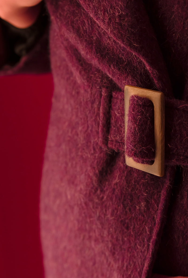 COACH COAT Plum brushed wool