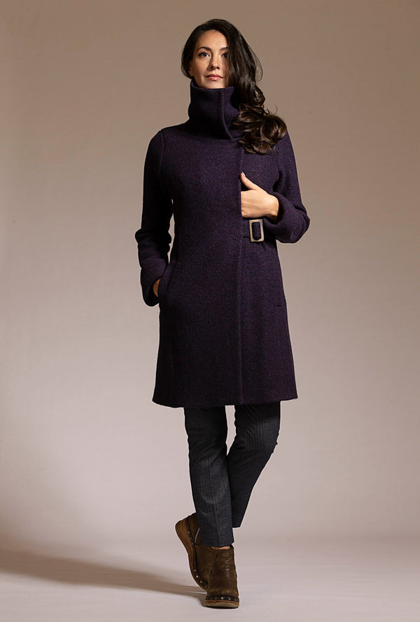 dark eggplant purple merino boiled wool coat by denovostyle