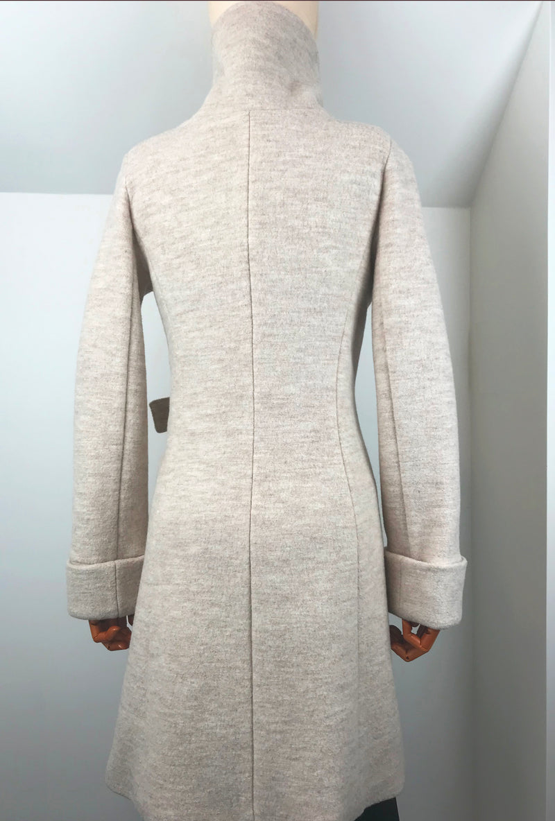 back of white merino wool coat