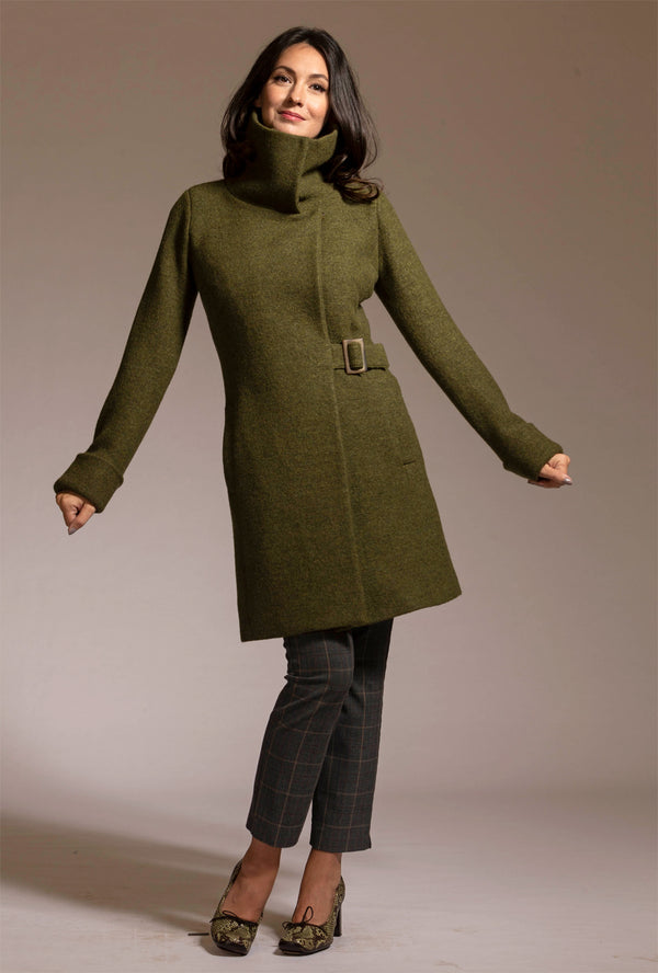 COWL NECK COAT Loden Merino