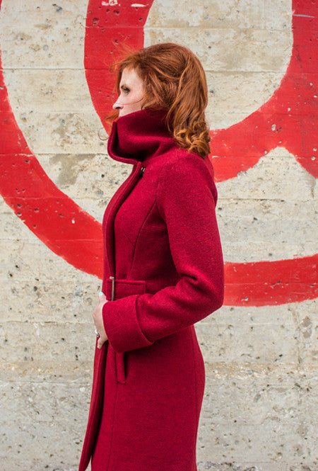De Novo's red boiled wool women's coat