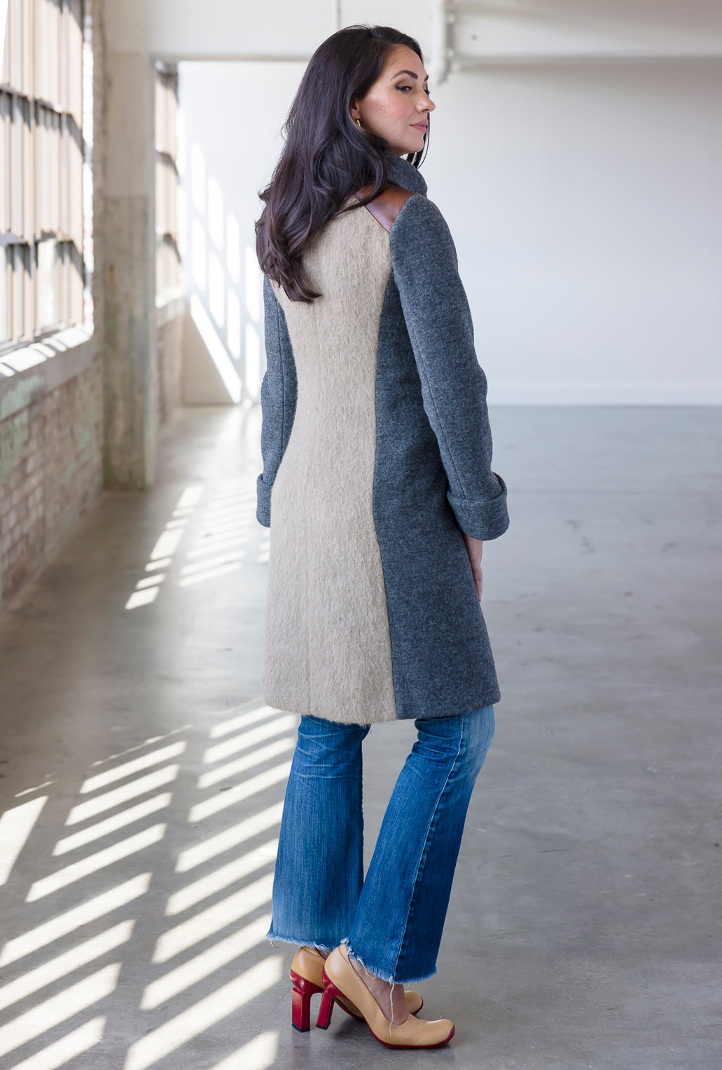COWL NECK COAT · new flax