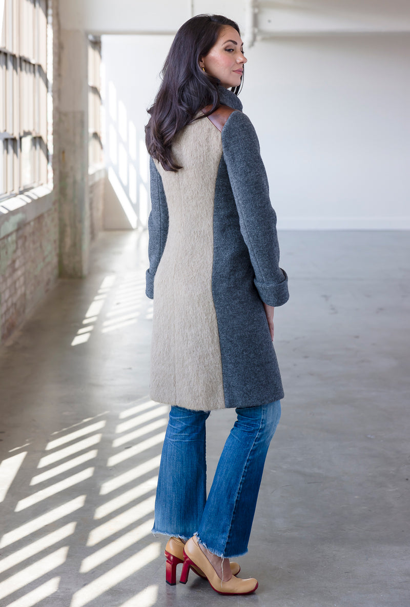 COWL NECK COAT Flax Alpaca