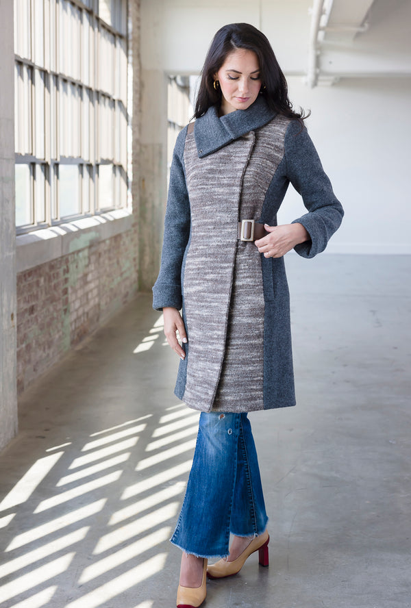 COWL NECK COAT Taupe Haze Alpaca