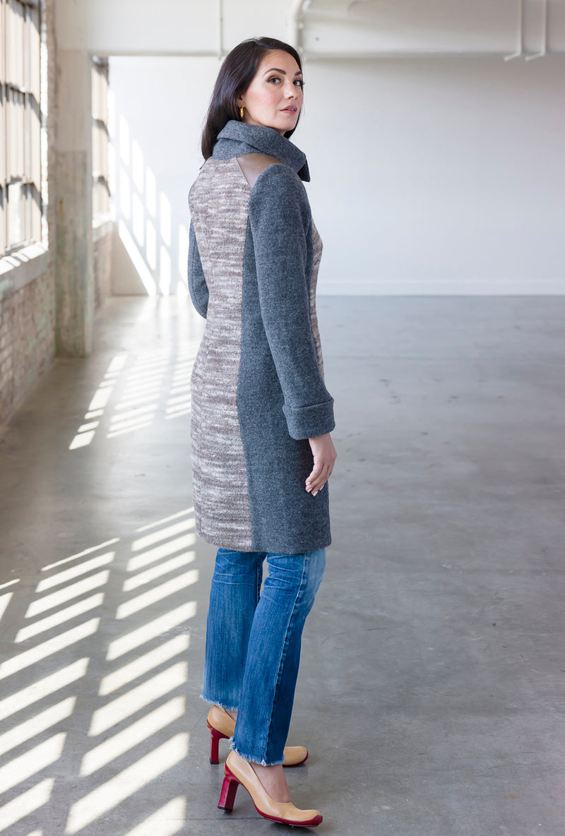 COWL NECK COAT Taupe Haze Alpaca
