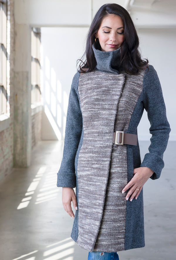 COWL NECK COAT Taupe Haze Alpaca