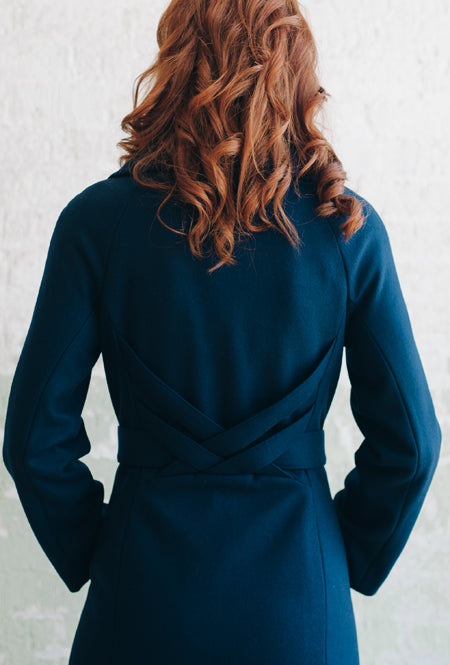 CROSSBAR RAGLAN COAT Navy Melton