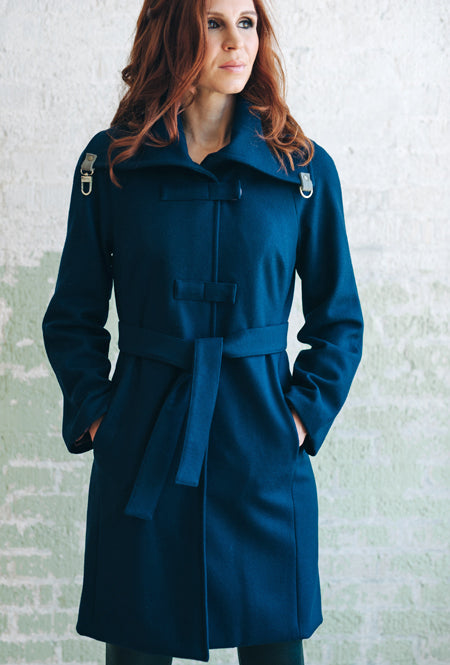 Navy women's winter coat by DeNovoStyle