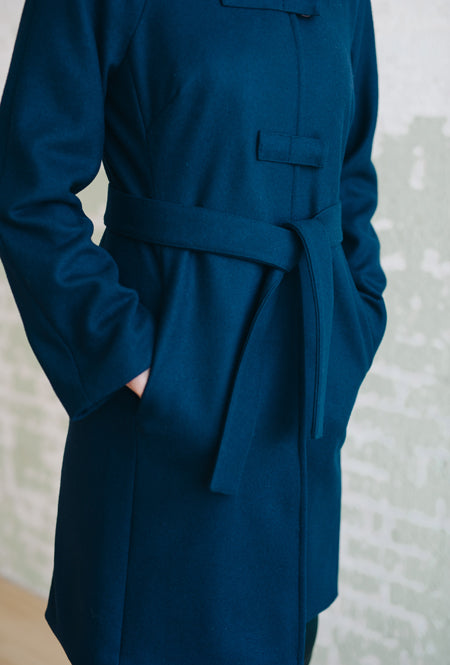 CROSSBAR RAGLAN COAT Navy Melton