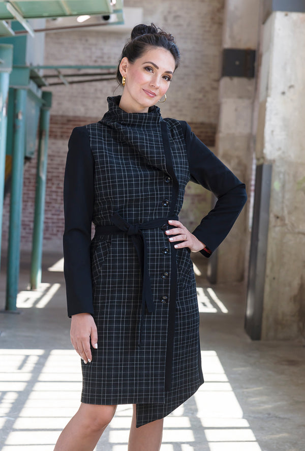 MALYN ASYMMETRICAL COAT Japanese Black & White