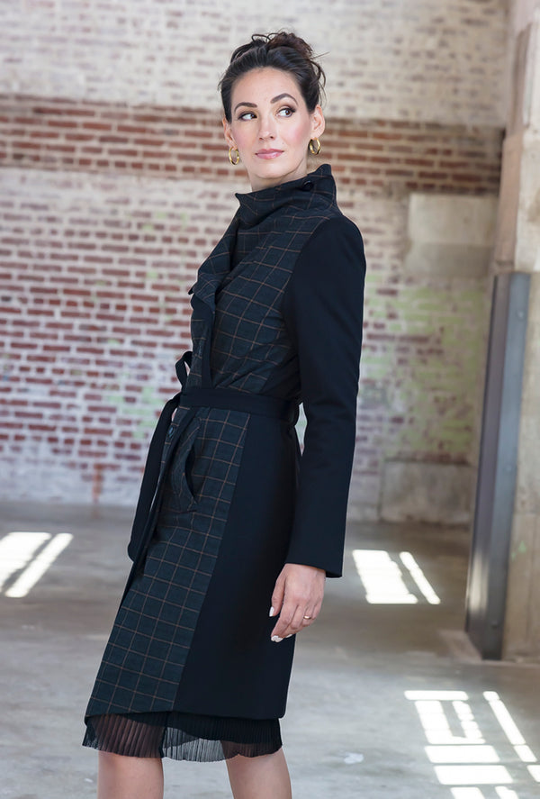 MALYN ASYMMETRICAL COAT Japanese Char Plaid