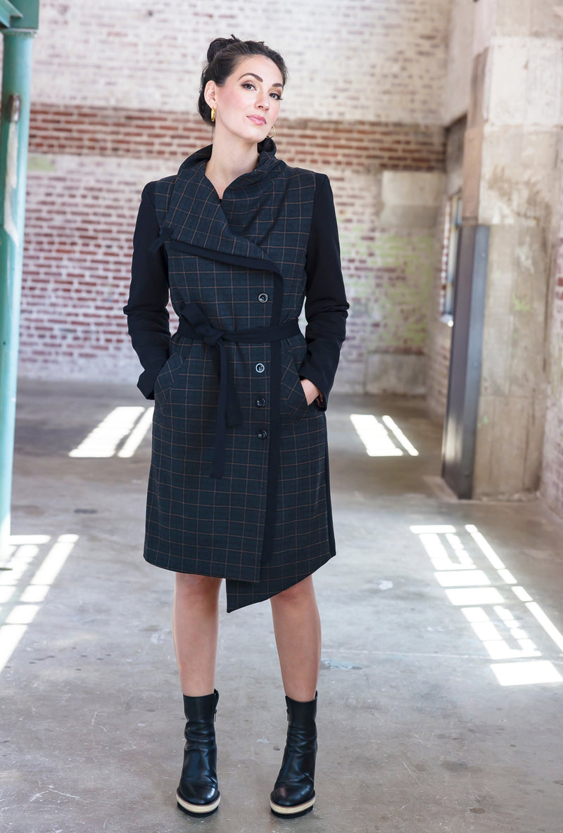 MALYN ASYMMETRICAL COAT Japanese Char Plaid