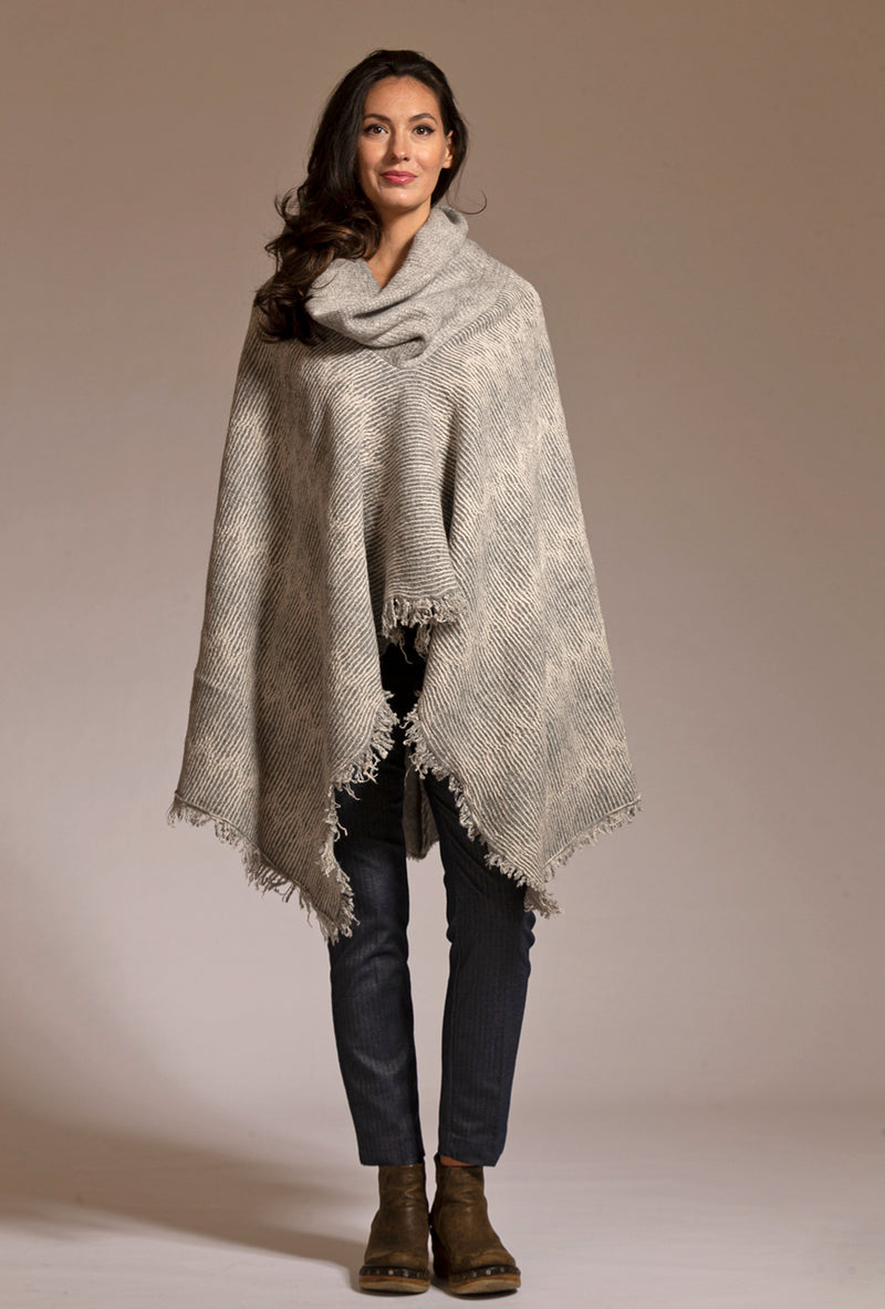 gray merino wool poncho for women