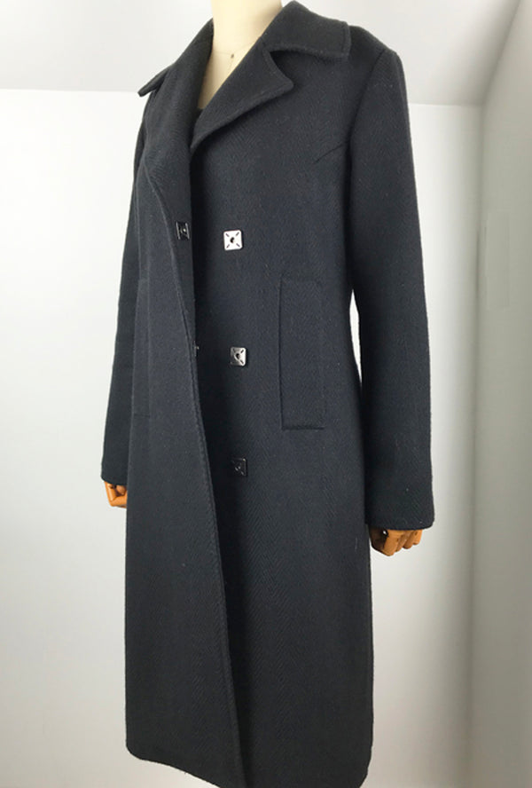 black wool winter trench coat