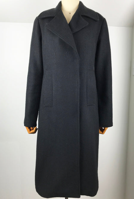 black herringbone wool women's winter coat by denovostyle