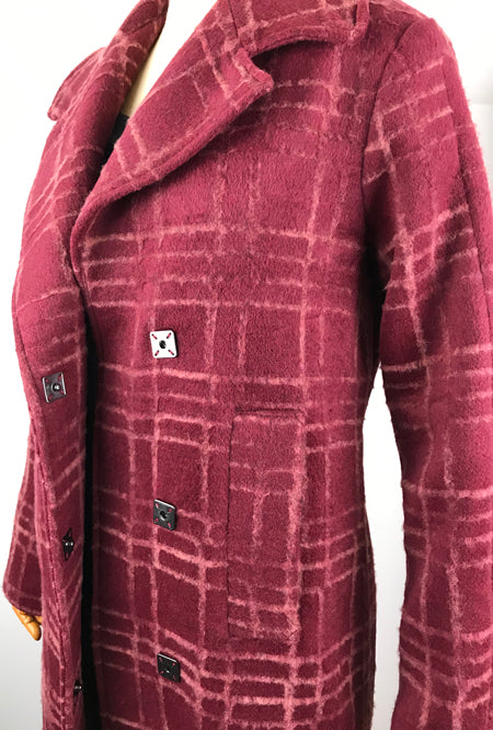 square snaps on flocked wool coat